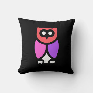 Night Owl, Beautiful Pink & Red, Abstract Pop Art Throw Pillow