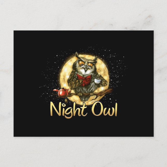 NIGHT OWL BIRD DESIGN POSTCARD (Front)