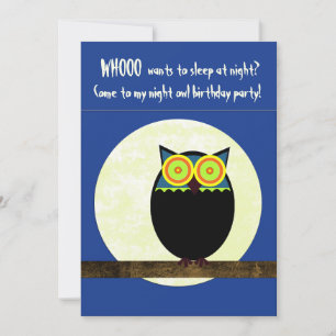 Night Owl Birthday Party Invitation