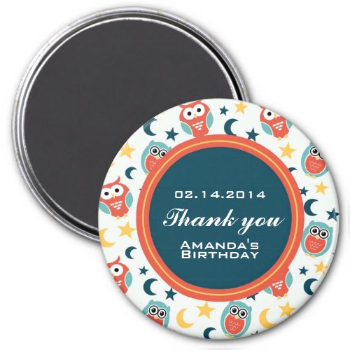 Night Owl Birthday Party Thank You Magnet
