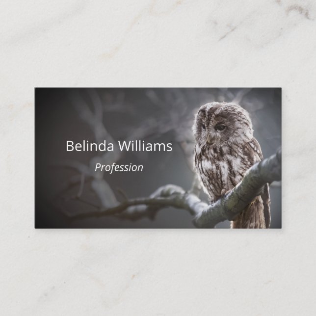 Night Owl Business Photo Elegant  Business Card (Front)