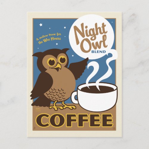 Night Owl Coffee Postcard