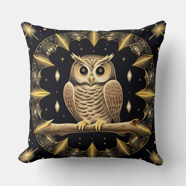 Night Owl Cosmic Fantasy Home Decor Throw Pillow (Front)