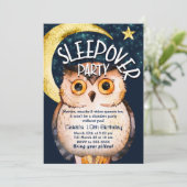 Night Owl Cute Sleepover Slumber Birthday Party Invitation (Standing Front)