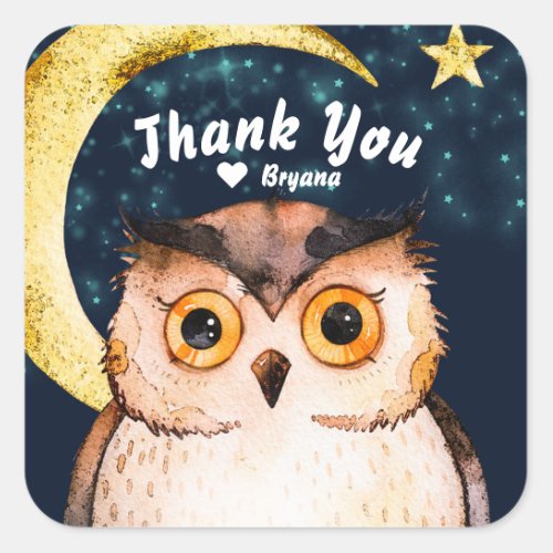 Night Owl Cute Sleepover Slumber Birthday Party Square Sticker