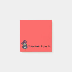 Night Owl Dressed in Knight's Armor Square Post-it Notes