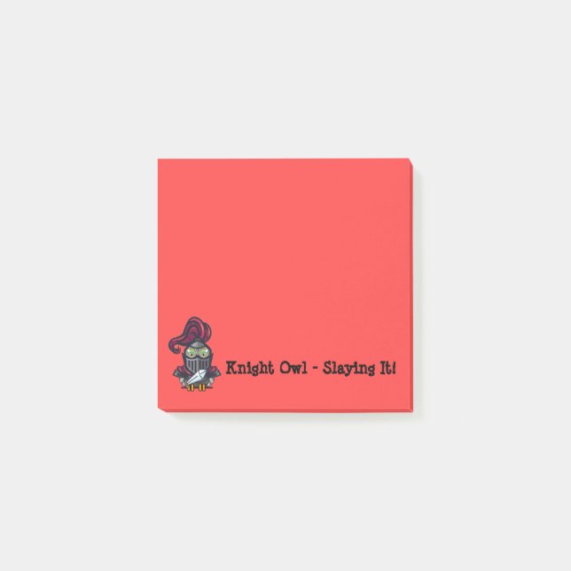 Night Owl Dressed in Knight's Armor Square Post-it Notes (Front)