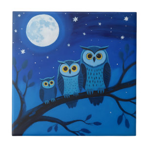 Night Owl Family Moonlit Sky Ceramic Tile