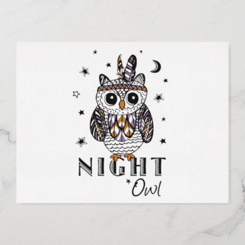 Night Owl Foil Holiday Postcard