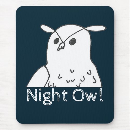 Night Owl Hand_drawn Wildlife Wilderness Bird Owl Mouse Pad