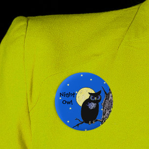 Night Owl in the Moon Button