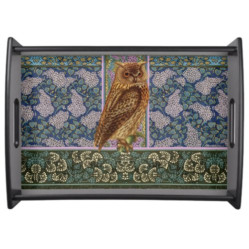 NIGHT OWLLILACS AND LEAVES Art Nouveau Floral Serving Tray