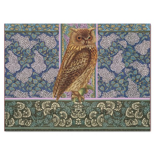 NIGHT OWLLILACS AND LEAVES Art Nouveau Floral Tissue Paper