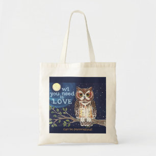 Night "Owl Love" Humorous Owl Tote Bag Personalize