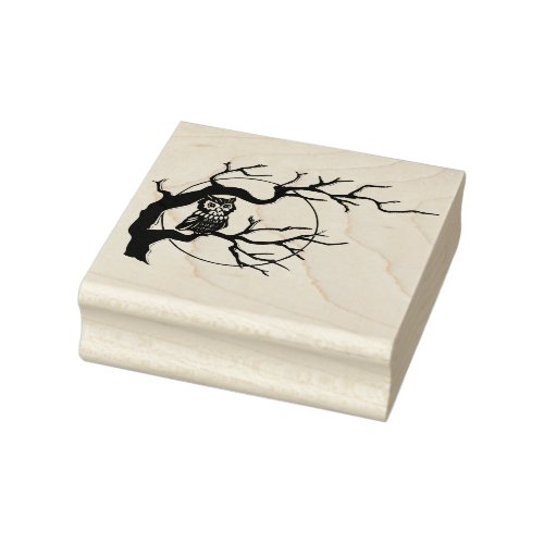 Night Owl moon Rubber Stamp