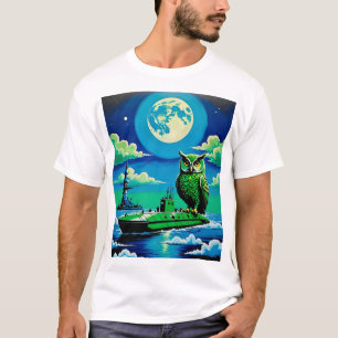 Night Owl on Submarine T Shirt Surreal Retro!