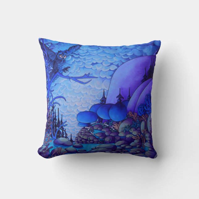 Night Owl Painting "16 X "16 Throw Pillow (Front)