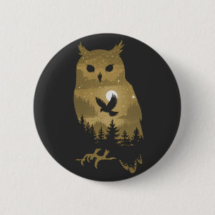 Night Owl Silhouette Button