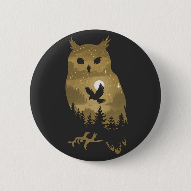 Night Owl Silhouette Button (Front)