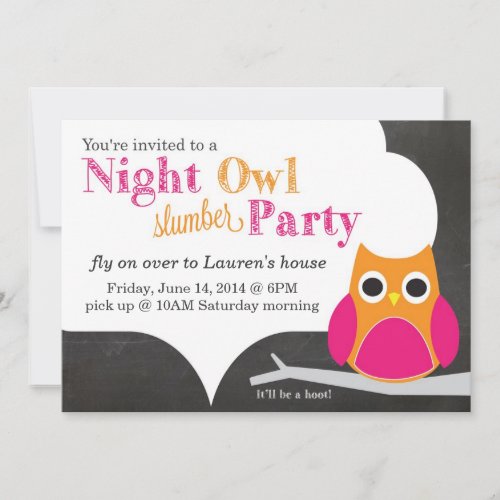 Night Owl Slumber Party Personalized Announcements
