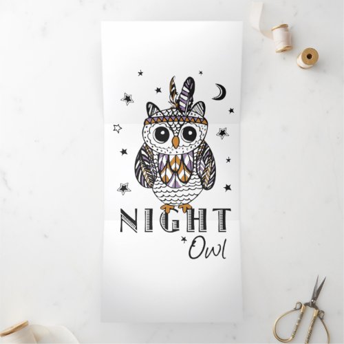 Night Owl Tri_Fold Holiday Card