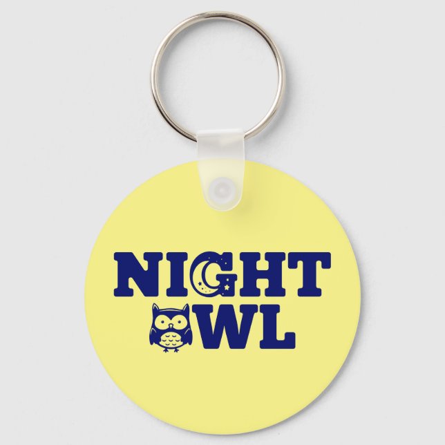 Night Owl Typography - Evening Person's Keychain (Front)