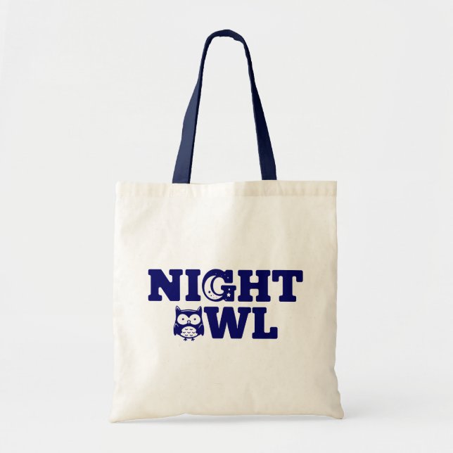 Night Owl Typography - Evening Person's Tote Bag (Front)