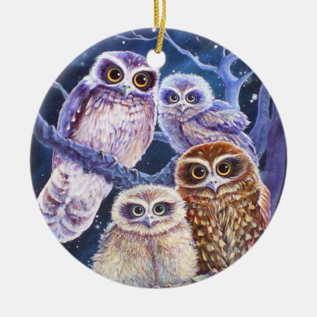 Night Owls Ceramic Ornament (Front)
