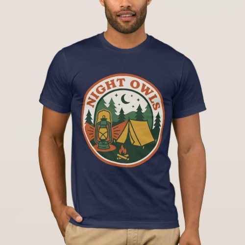 Night Owls Vintage Camping Lantern Tent Badge T-Shirt