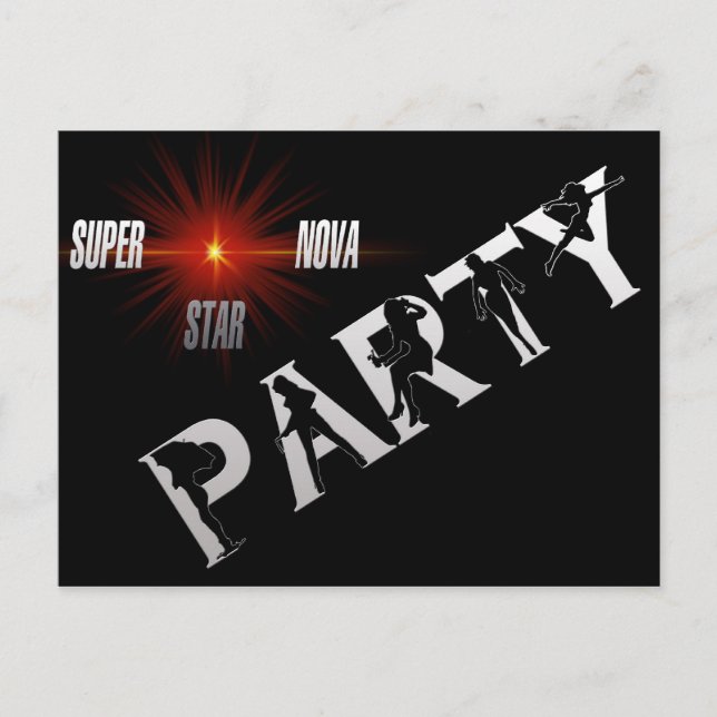 Night party invitation postcard (Front)