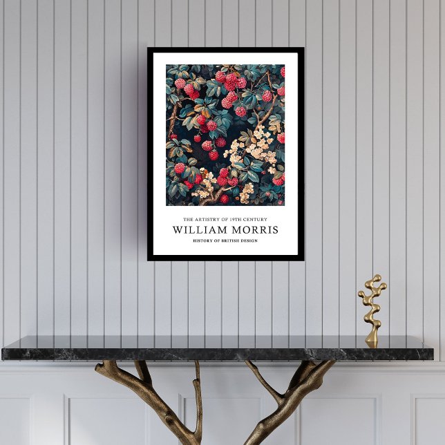 Night pastel raspberries William Morris nouveau Framed Art (Night pastel raspberries William Morris nouveau Framed Art)
