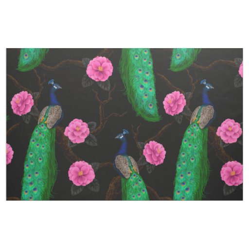 Night peacock garden fabric