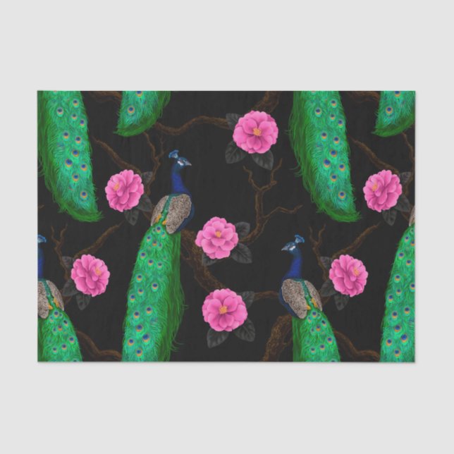 Night peacock garden tissue paper (Front)
