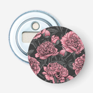Night peony garden in pink and gray bottle opener