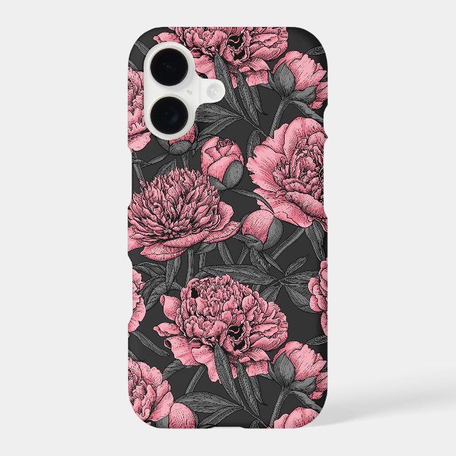 Night peony garden in pink and gray Case-Mate iPhone case (Back)