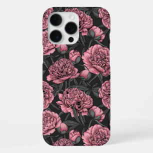 Night peony garden in pink and gray iPhone 16 pro max case