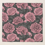 Night peony garden in pink and gray scarf<br><div class="desc">Hand drawn pink peony flowers,  seamless pattern design.</div>