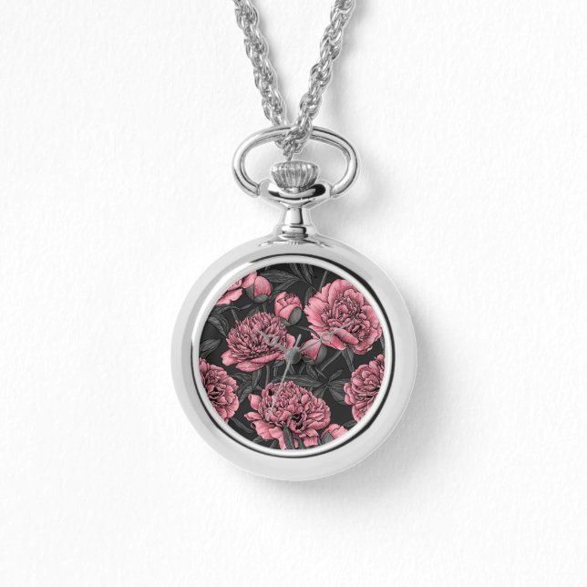 Night peony garden in pink and gray watch (Front)