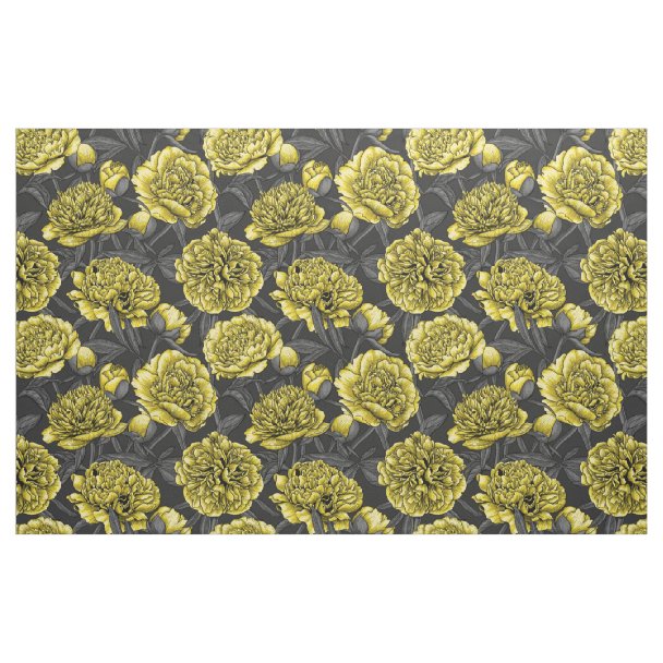 Gray and Yellow Flowers Fabric Zazzle