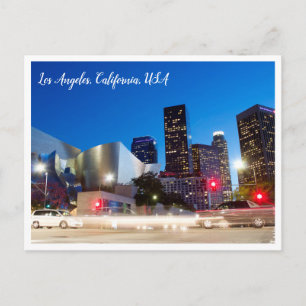 Night Photography   Downtown Los Angles California Postcard