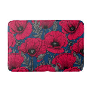 Night poppy garden bath mat