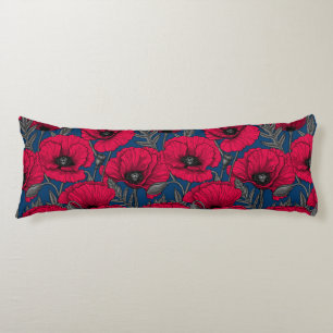 Night poppy garden body pillow