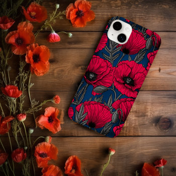 Night Poppy Garden Case-mate Iphone 14 Plus Case by katstore at Zazzle