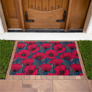 Night poppy garden doormat