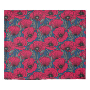 Night poppy garden duvet cover