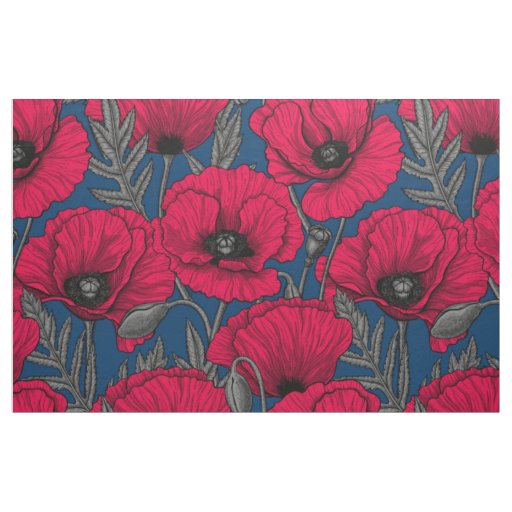 Night poppy garden fabric