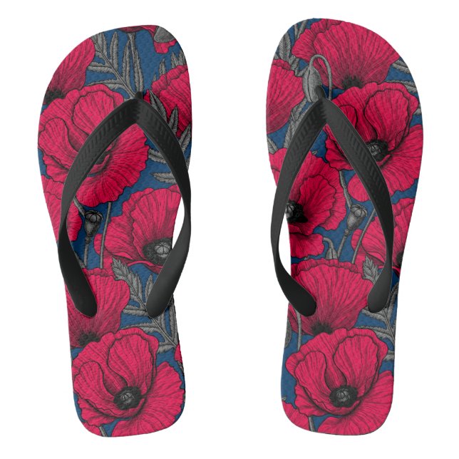 Night poppy garden flip flops (Footbed)