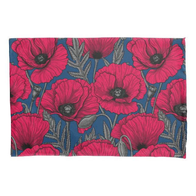 Night poppy garden pillow case (Front)