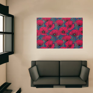 Night poppy garden rug