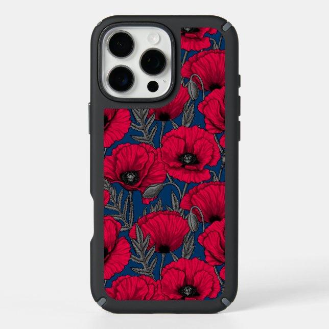 Night poppy garden speck iPhone case (Front)